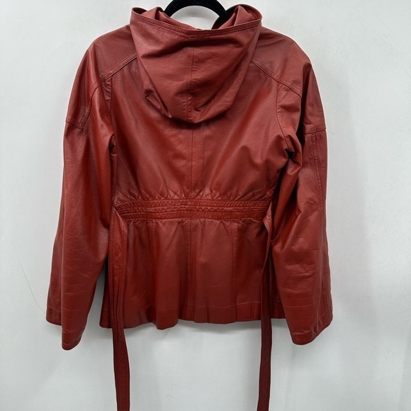 NORDSTROM POINT OF VIEW Vintage genuine leather button hooded jacket. SMALL - Picture 2 of 12